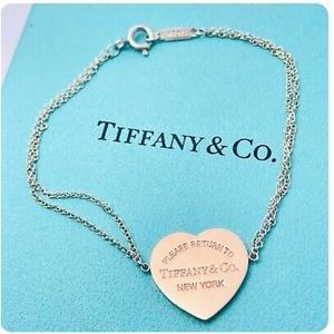 NEW- TIFFANY Return to Tiffany double chain Heart Bracelet in Silver 6.5 inch